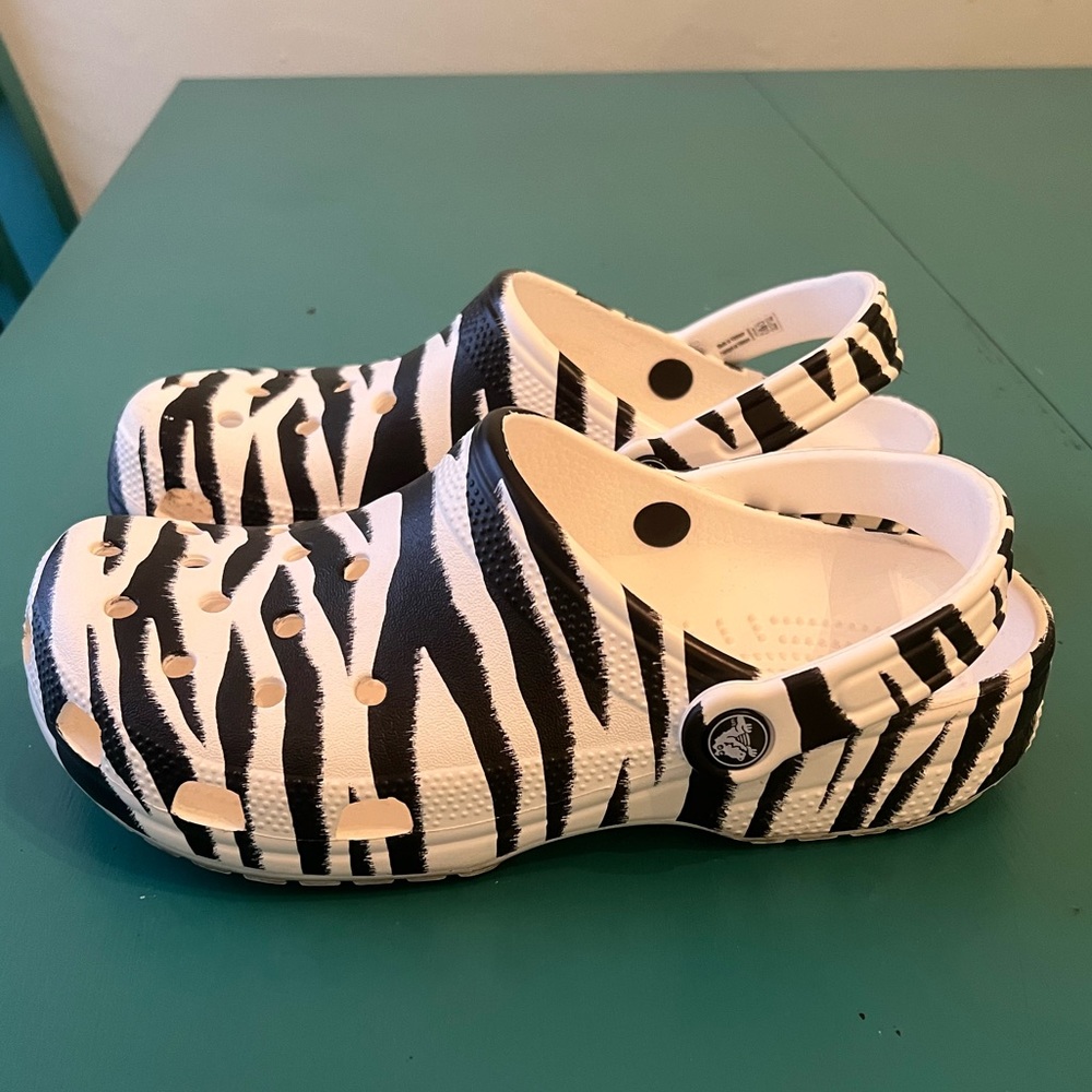 Original Crocs zebra design Size 9